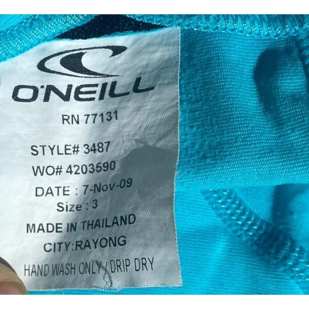 O'Neill Kids Teal Short Fit Zip Back 50+UV Block Rashguard Swimsuit Beach- Sz 3T